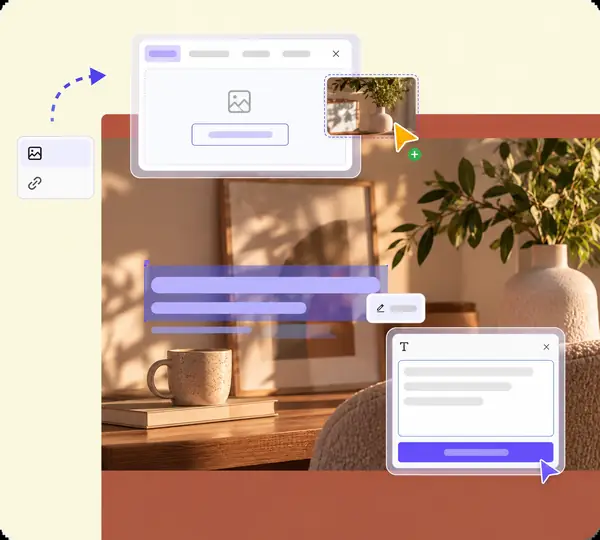 Illustrative website editor concept, not a promise of Begin visual editing