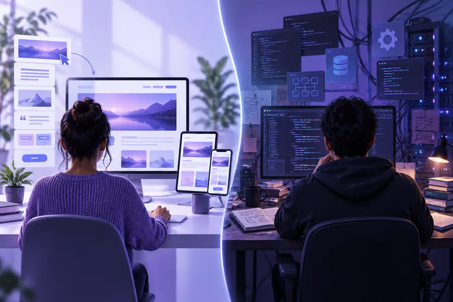 Illustrative visual website editor preview